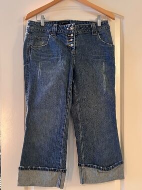 DENIM WITH FAUX DIAMOND BUTTON FLY